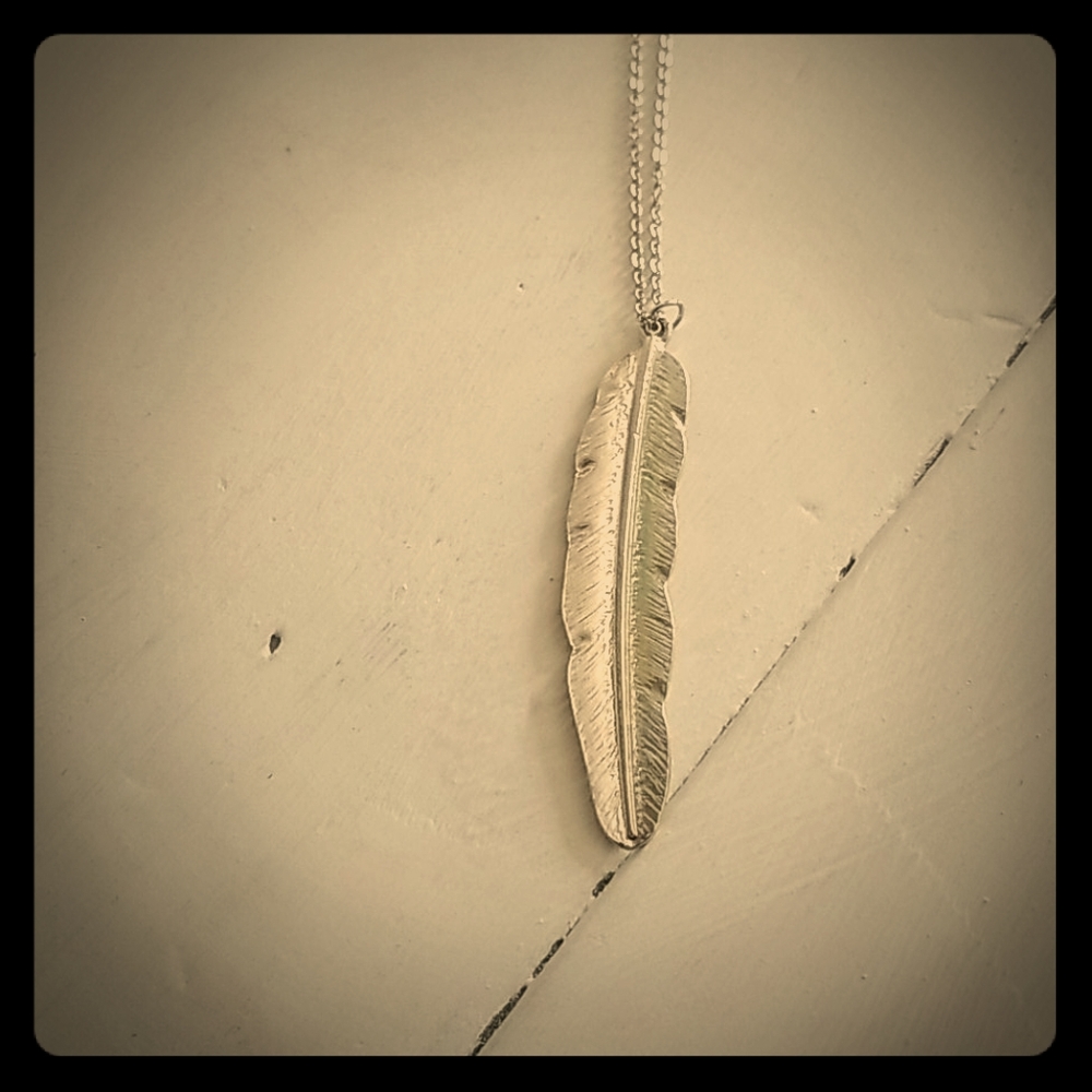 Silver feather necklace